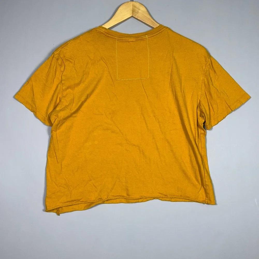 Aviator Nation Tribe of Peace Cropped T-Shirt Womens Medium Mustard Yellow Tee - Picture 8 of 9